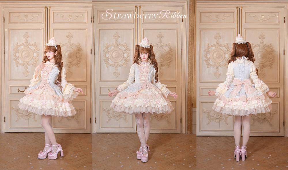 Strawberry Ribbon - Sweet Lolita Wedding Dress, Side Opening 44910:827506
