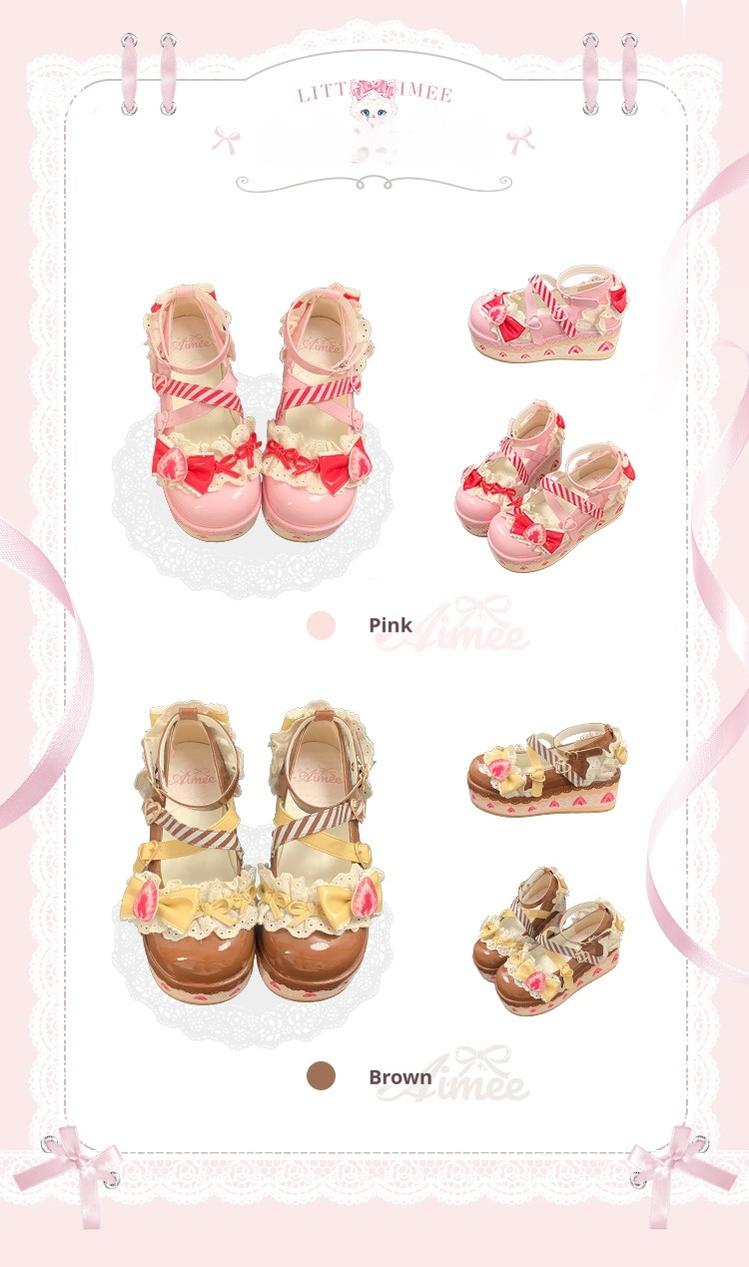 Aimee - Strawberry - Sweet Lolita High Platform Shoes Kawaii Lolita Shoes