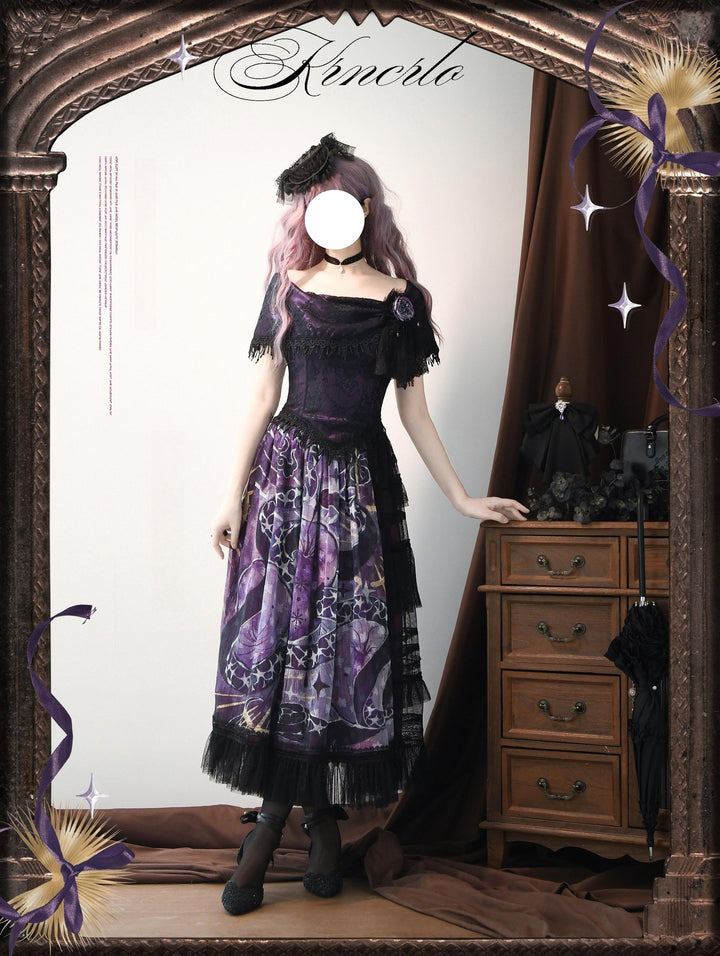 Krncrlo~Laocoon~Gothic Lolita SK Suit With Purple Snake & Apple Print 43289:772516