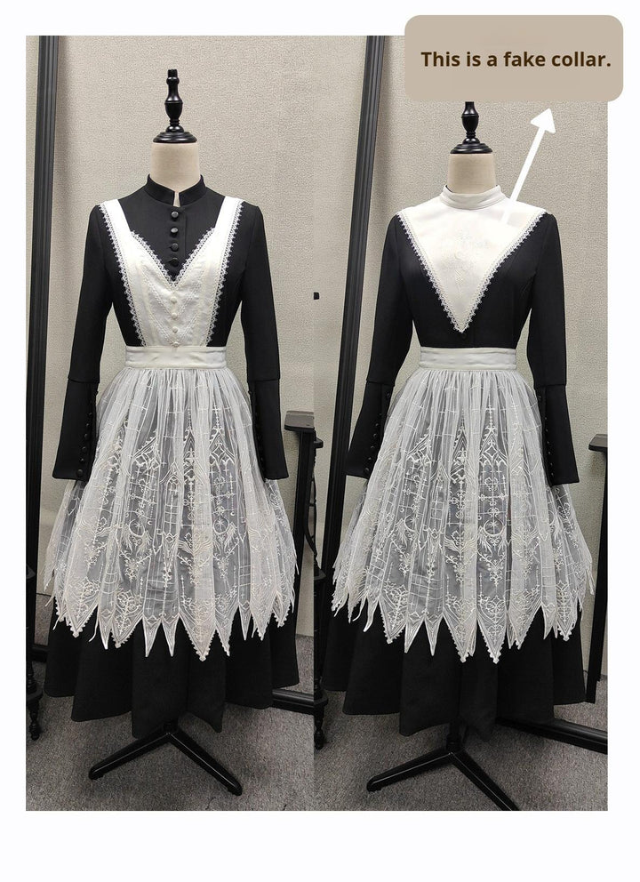 MILU ORIG~Dream Window~Maid Lolita OP Dress with Embroidered Apron and Coat 41648:718838