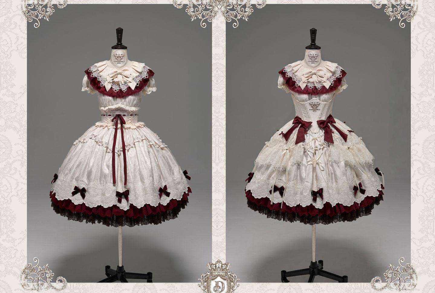 Clockwork Doll - Gothic Lolita Printed Dress, Lace & Bows 45186:839424