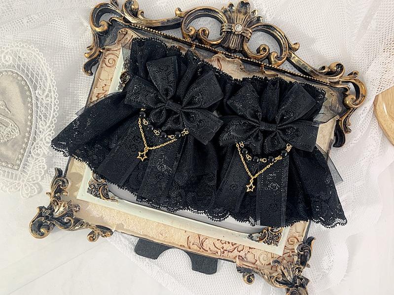 Sweet Jelly Lolita - Double Layer Lace Cuffs Elegant Lolita Gloves One Size For customizing other colors please contact our service