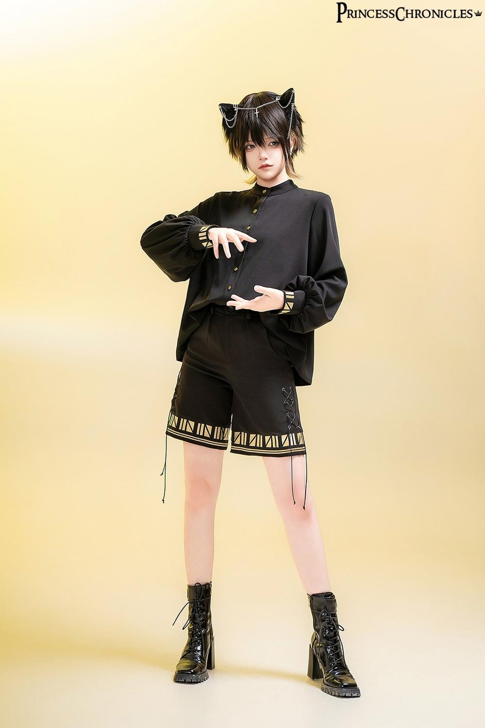 Princess Chronicles~Black Cat~Ouji Lolita Shorts with Embroidered Straight Leg 42388:738707