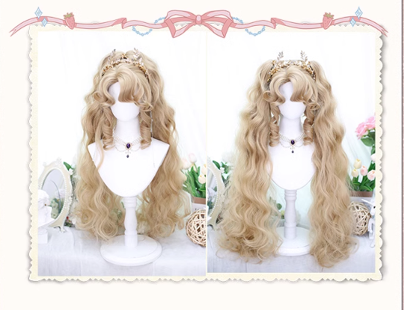 Dalao Home - Lolita Short Curls Hair Oil Painting Style Double Ponytail Wig