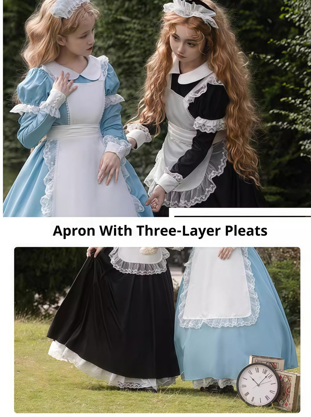 Daydream Whisper~Dream Doll~Plus Size Maid Lolita OP Suit Black and Blue Dress