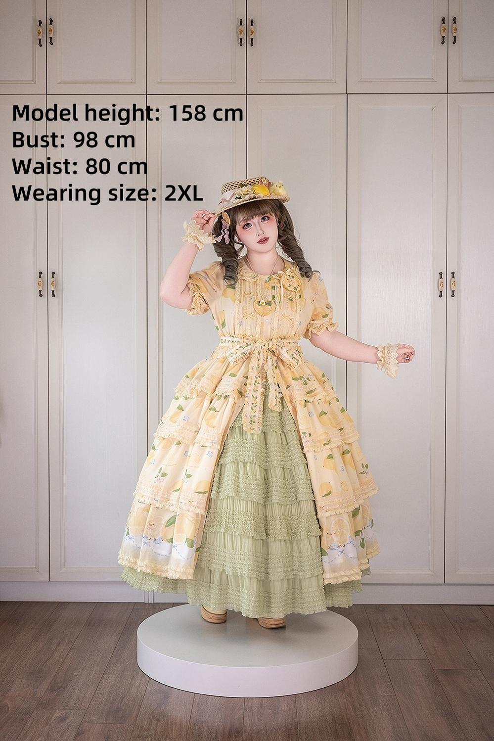 Miss Point~Lemon Chick~Country Lolita Printed OP With Button Front 42984:760417