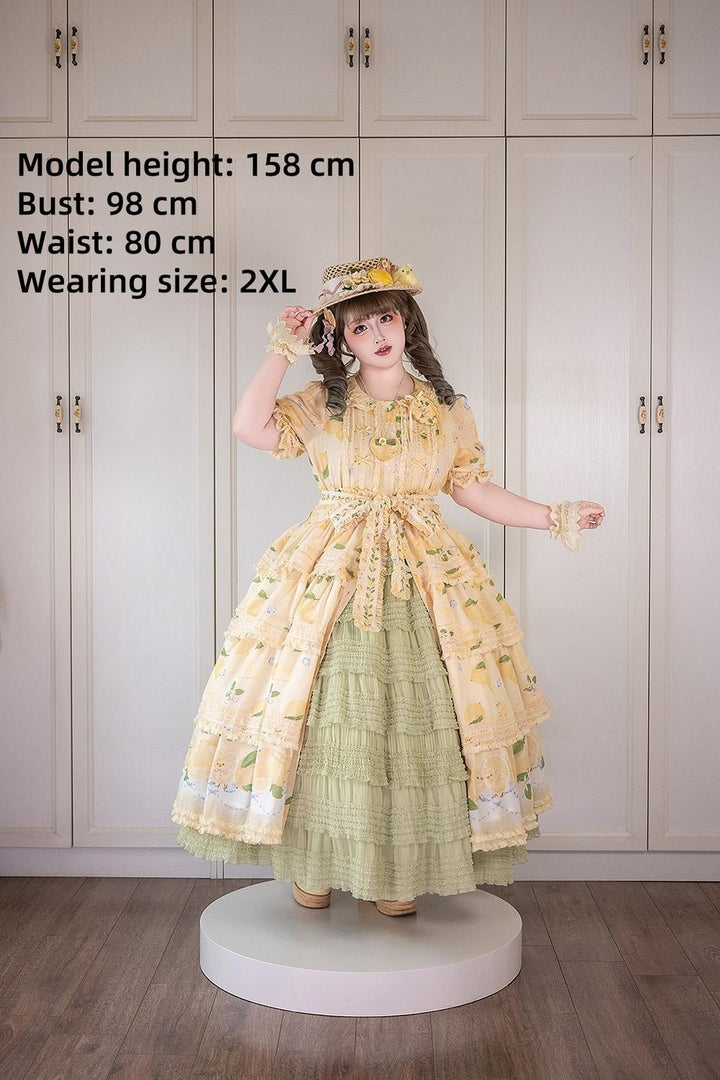 Miss Point~Lemon Chick~Country Lolita Printed OP With Button Front 42984:760417
