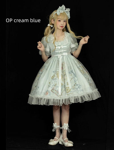 (BFM)Lemon Four~Dreaming of Alice Lolita Dress Lovely Dreamy Girl Princess Dress S OP only-cream blue 