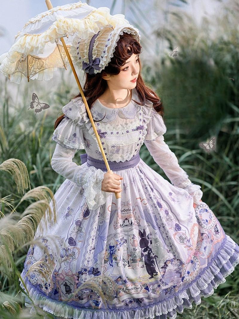 B.Dolly - Rabbit Tea Party - Sweet Lolita Printed Dress, OP & JSK 41530:701462