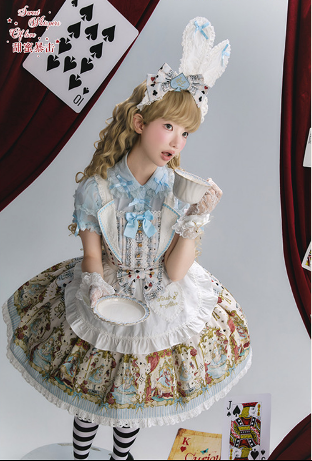 Tarot Alice - Cotton Old School Lolita JSK Dress, Detachable Apron 45739:861839