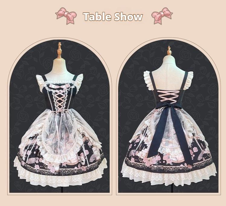 Sweet Date~Wedding Lolita Dress Bridal Elegant Retro JSK Daily Lolita Shirt S Black JSK only 