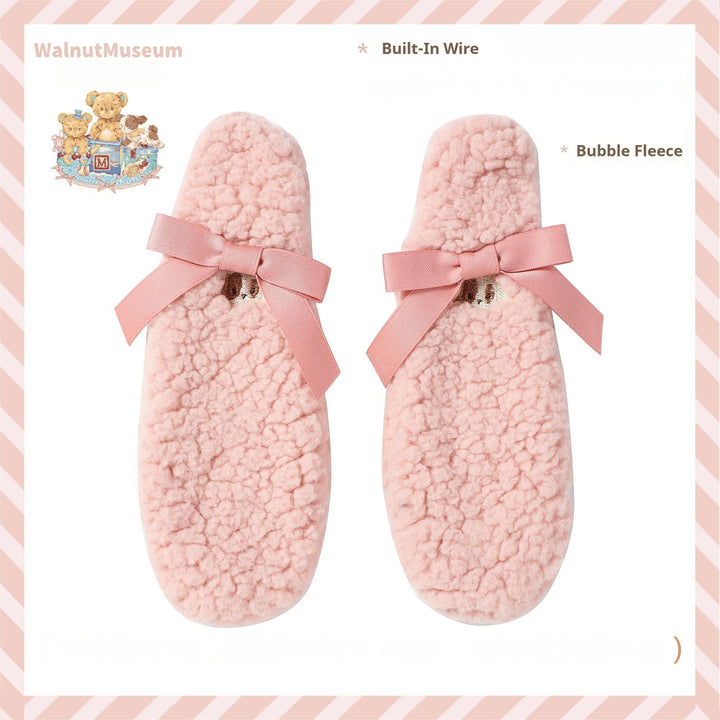 Walnut Museum~Toy Anniversary~Kawaii Lolita Dress Suit Bear Print JSK and Salopette Pink Embroidered Ear-shaped Pair Clips (Free Size) S