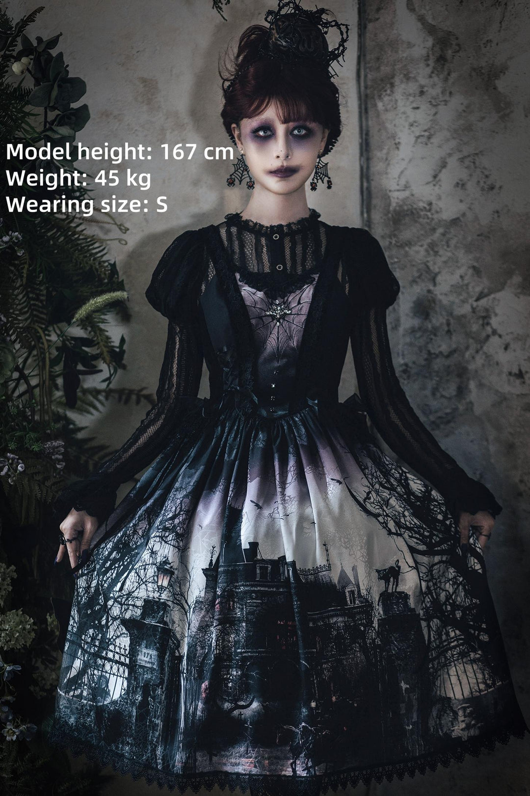 LilithHouse~Horror House~Gothic Lolita JSK with Spooky Castle Print