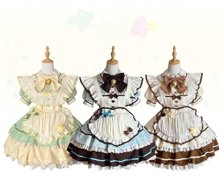 Sakurahime~Berry Bubble~Kawaii Lolita OP Tiered Ruffles Apron Lolita Dress 41462:700480