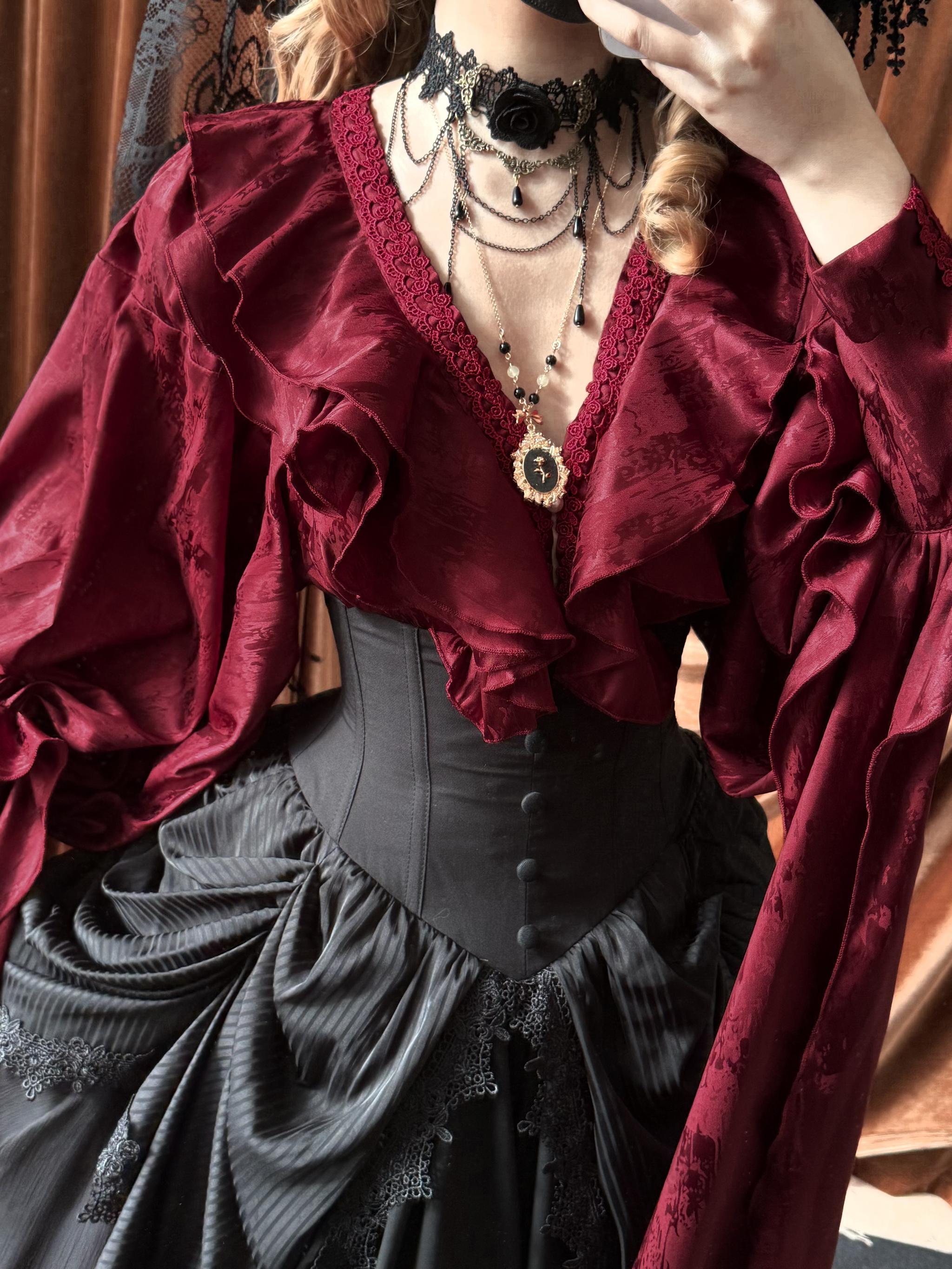 Muppet Mind Ben - Oracle Top - Gothic Lolita Blouse Long Bat Sleeve Shirt White - S
