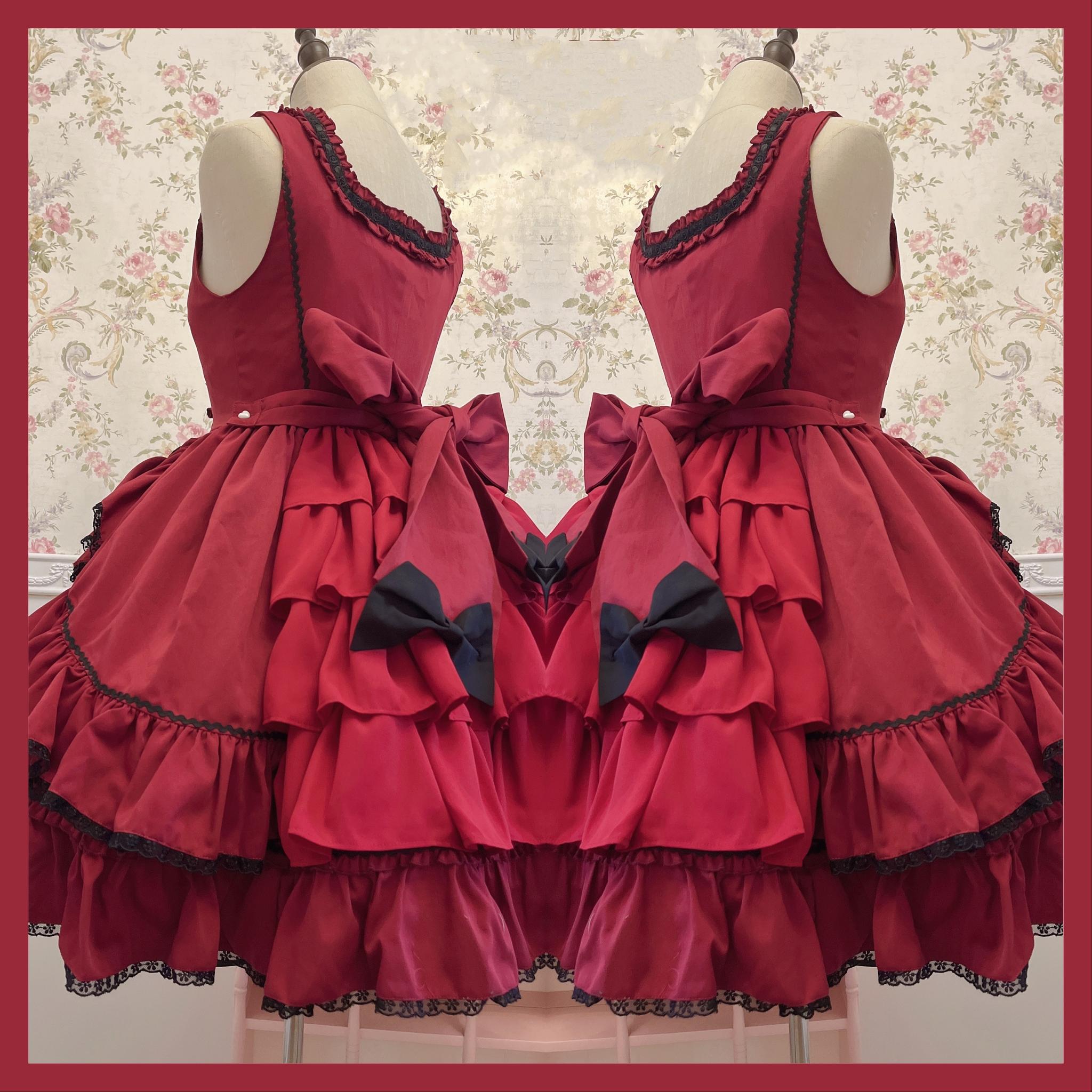 Catlow Rabbit - Black Lolita Doll OP/JSK with Adjustable Elasticity