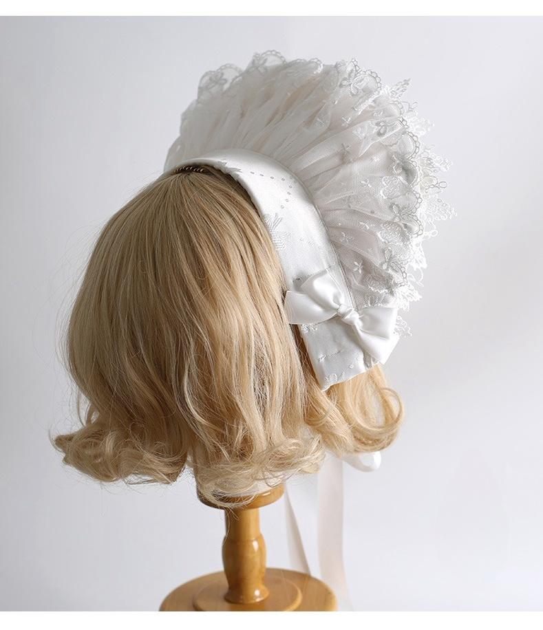 Xiaogui - Classic Lolita Lace Headdress Pure White Lolita Head Accessory