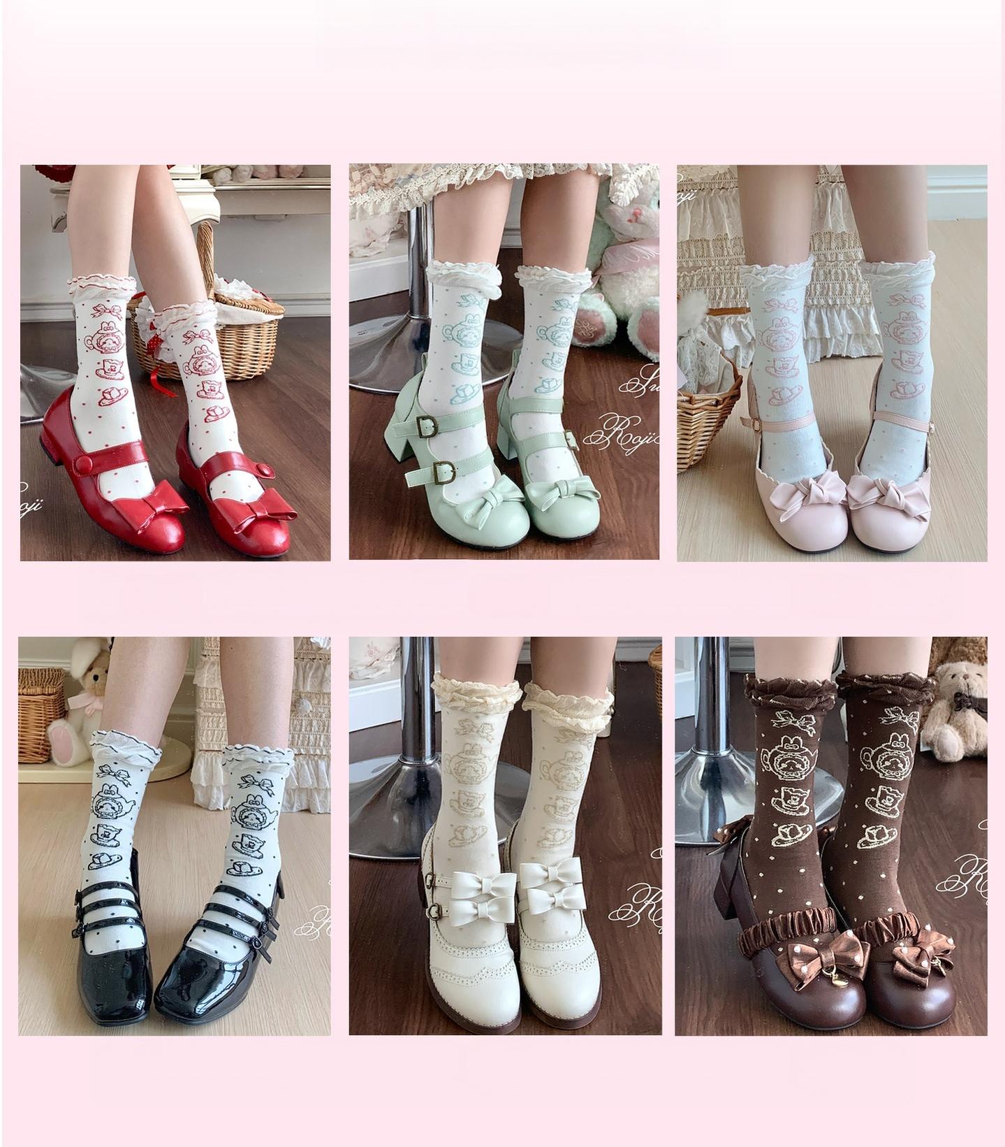 Cotton Sweet Lolita Socks, Tea Party Prints 45788:862458