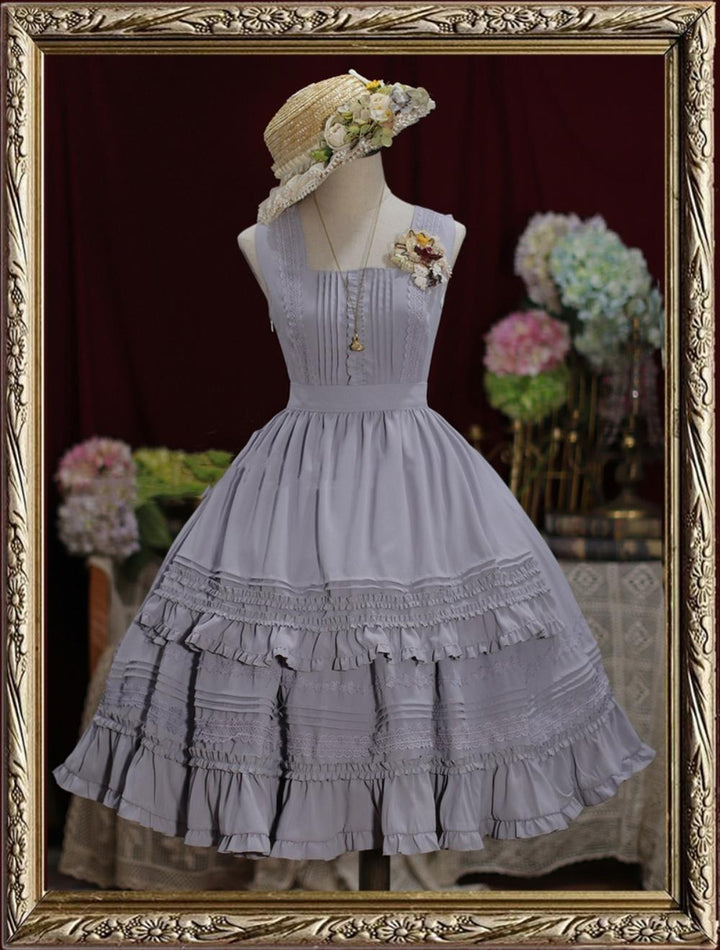 Tiny Garden~Nocturne Reminiscence~Elegant Lolita JSK Dress Multi-Wear Apron Dress Set S Gray purple apron only 