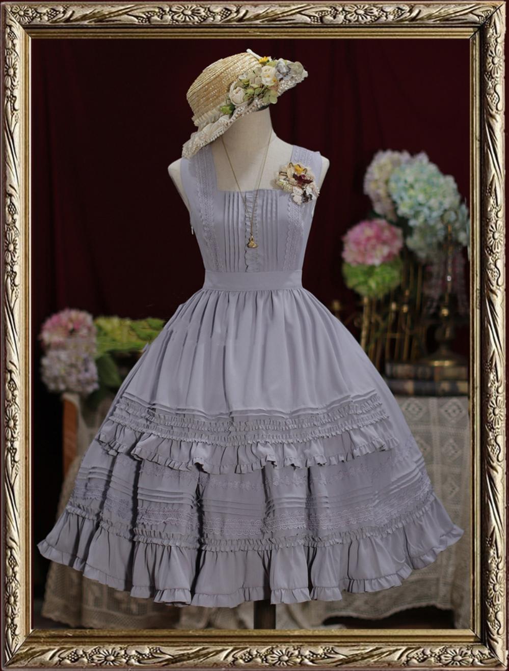 Tiny Garden~Nocturne Reminiscence~Elegant Lolita JSK Dress Multi-Wear Apron Dress Set (L M S XL) 19290:596348