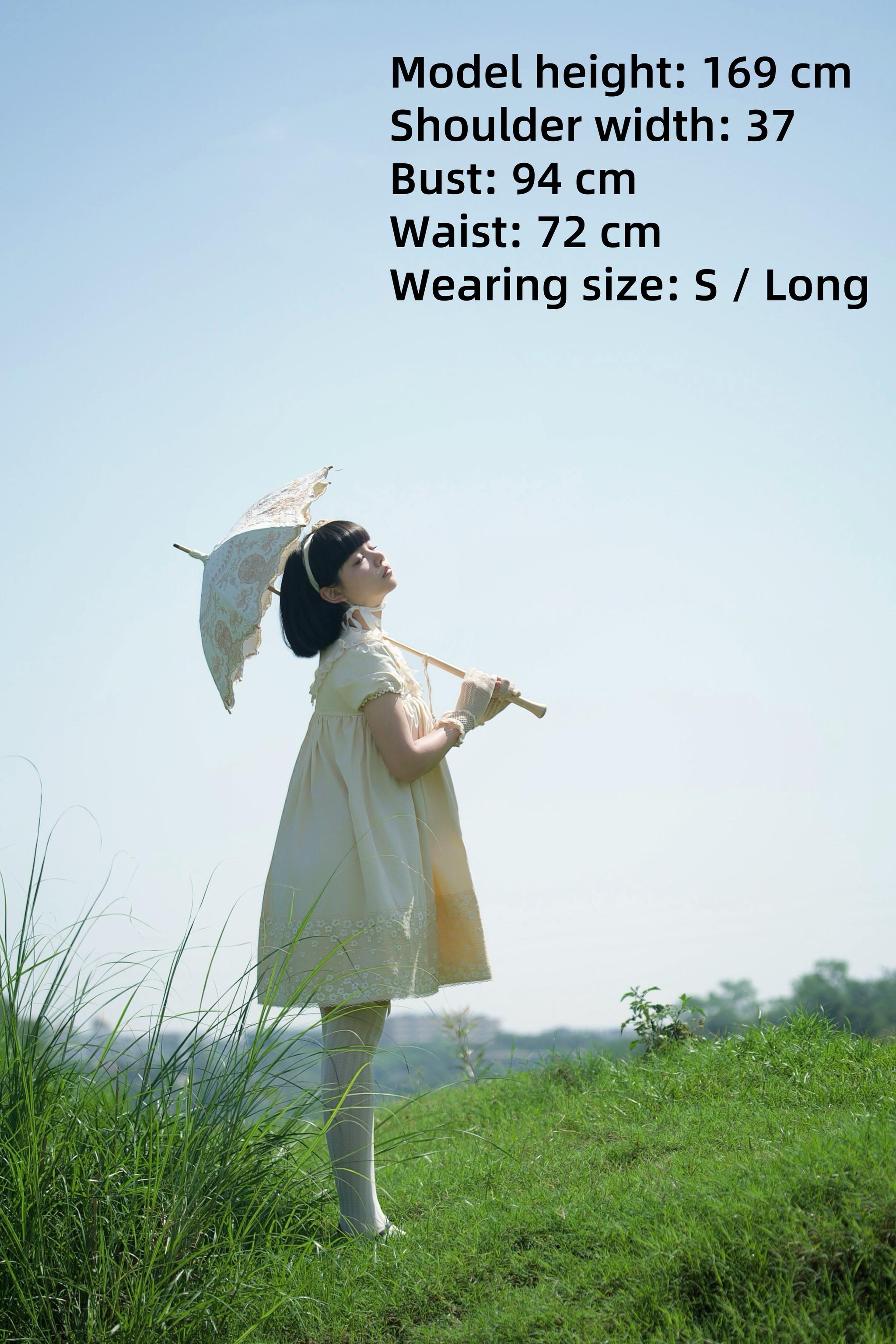Fresh Tea Lolita - Meringue Frosting - Cotton Kawaii Lolita OP Dress with Satin Bow
