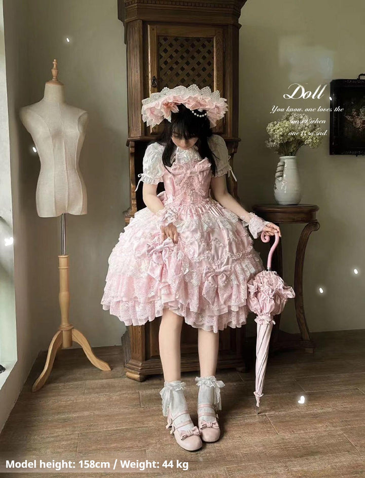 Mengfuzi~Showa Doll~Old School Lolita JSK Dress Tiered Skirt