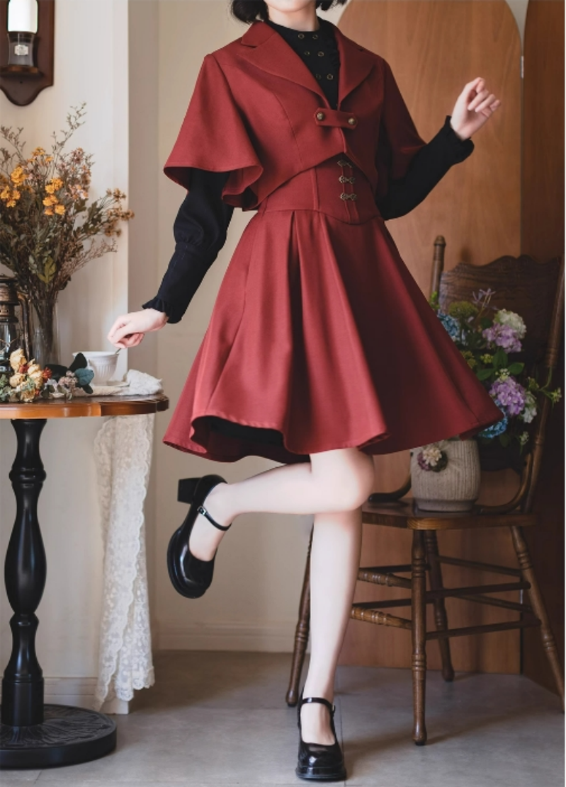 Forest Wardrobe - Vintage Lolita Fishbone Halter SK, Autumn Jacket 39620:634416
