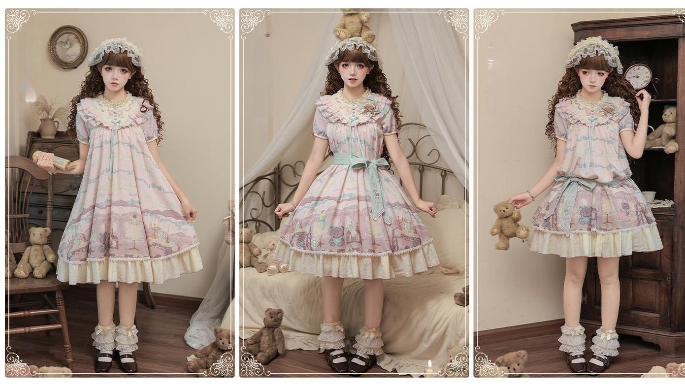 Brown Dollhouse SP - Kawaii Lolita Dollhouse Printed OP Dress with Embroidery 45551:855826