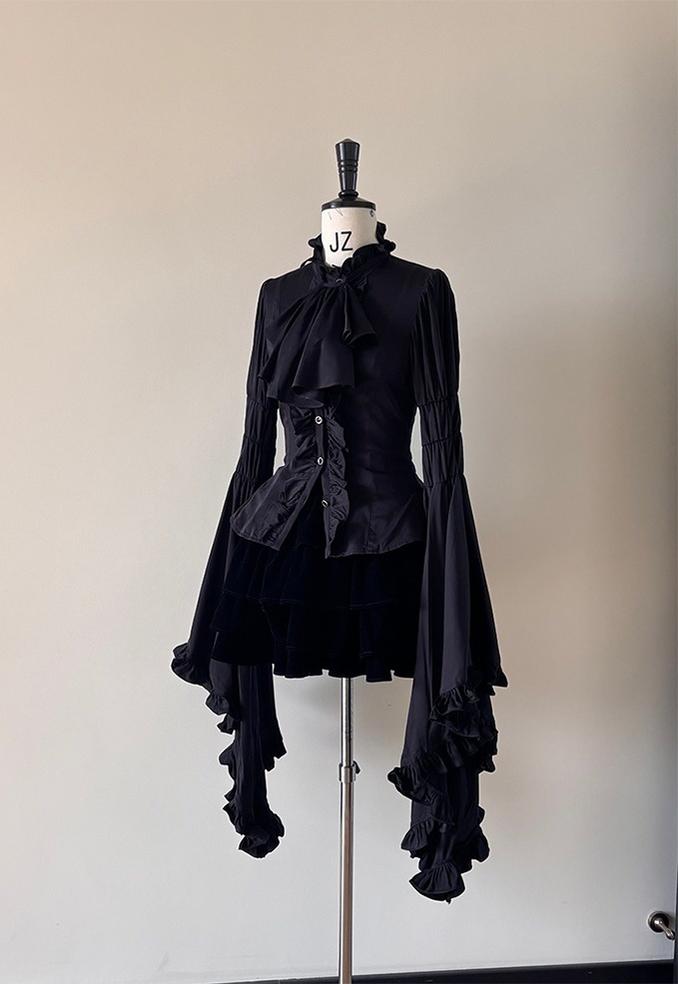 FlowerFairyDaily~Twilight Blessing~Gothic Lolita Blouse with Oversized Princess Sleeves