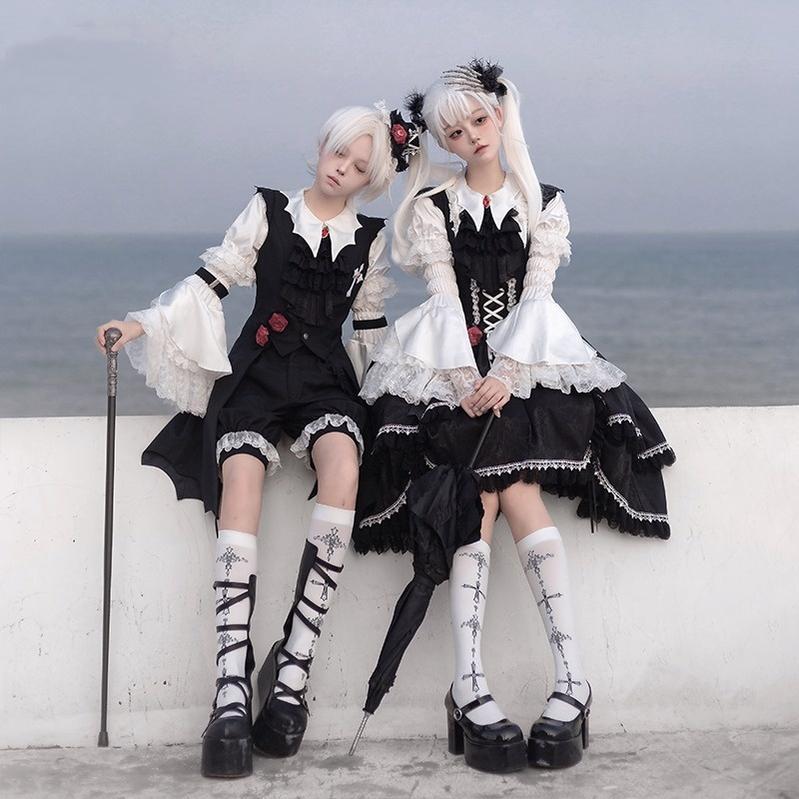 CastleToo~Night Rose~Elegant Ouji Lolita Suits With Lolita JSK And Shorts   