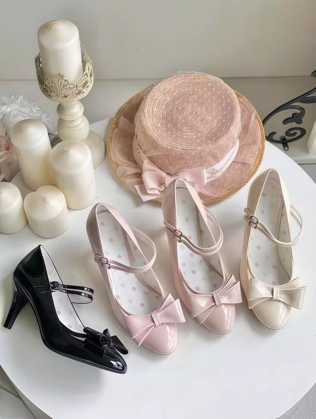 Pure Tea For Dream~Coco Sweet~Elegant Lolita Shoes Pointed Toe Heels with Bow 42298:740626