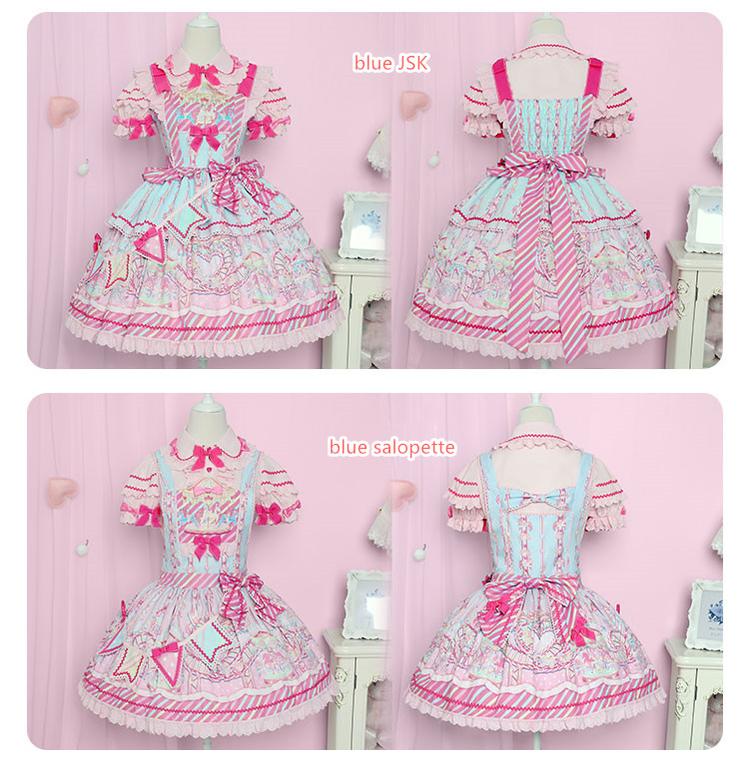 Letters from Unknown Star - Candy Park - Sweet Lolita Print Jumper Dress 29486:346570