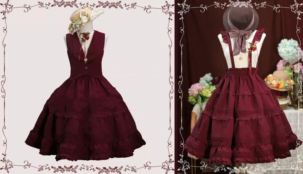 Tiny Garden~Old Love Songs~Lolita Elegant Vintage SK and Waistcoat S-waistcoat only burgundy 