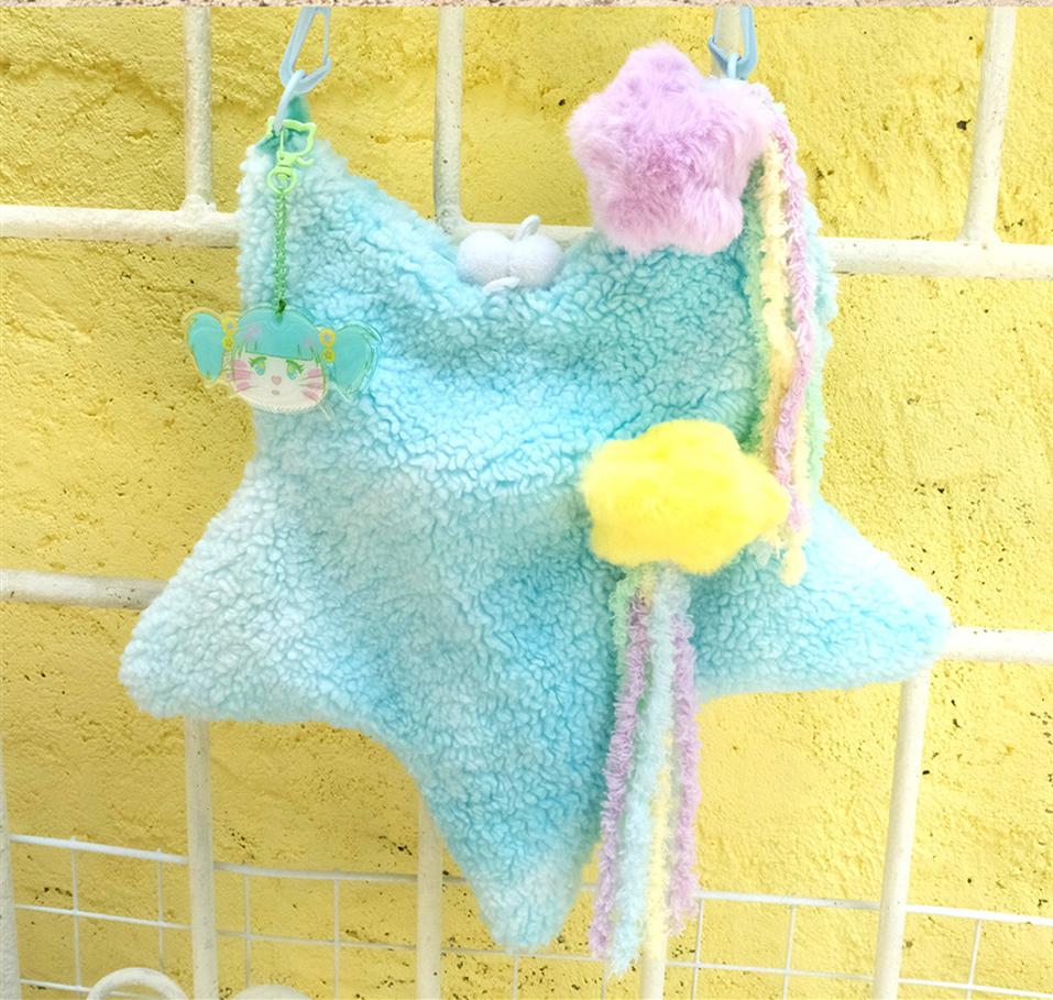 (BFM)Frufru~Cute Lolita Bag Cartoon Stars Yellow Plush Bag sky blue  