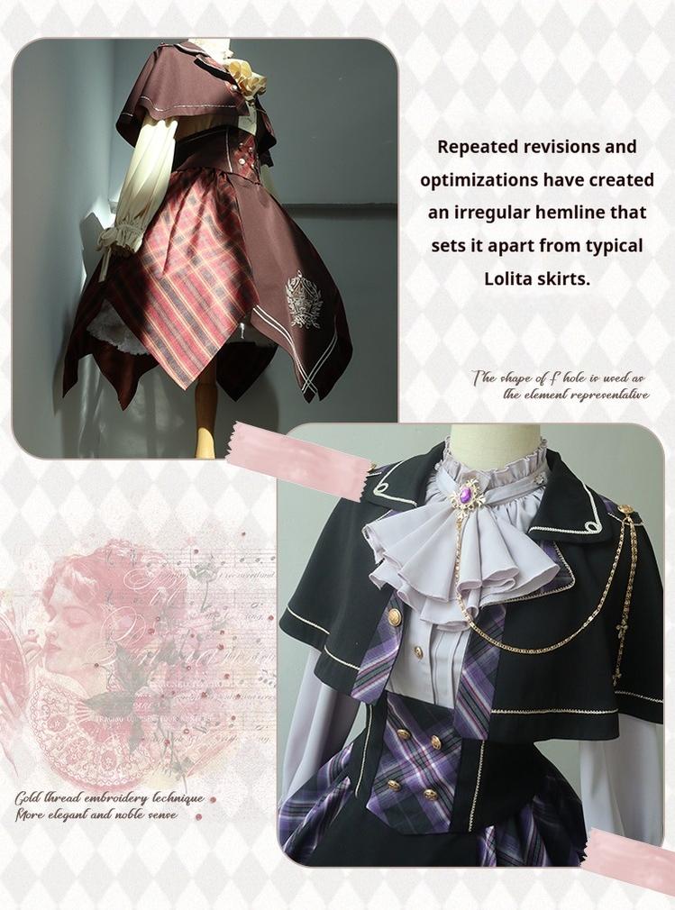 Forest Fluorescent Carps~Queen's Game~Military Lolita OP Plaid Ouji Lolita Dress Set