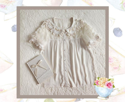 (BFM)Fengzaoji~Cotton Lolita Blouse Bubble Puff Summer Shirt   