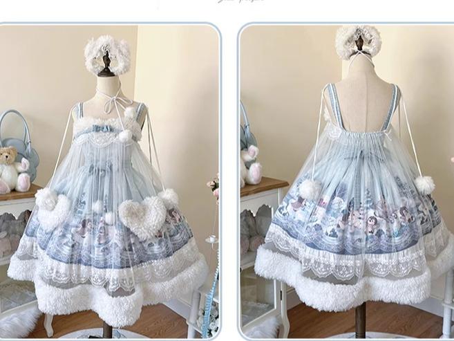 Spireme Cat~Penguin Snow Treasure~Kawaii Lolita JSK Penguin Printing Winter Dress   