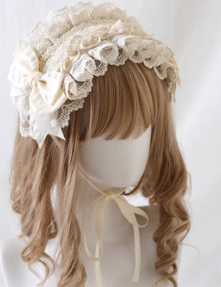 Xiaogui~Elegant Lolita Ivory Lace Hair Band ivory hair bands (with concealed clip)  