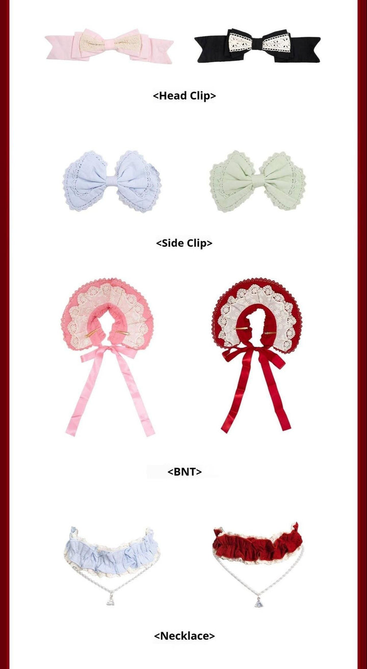 MEEKWIND~Flora Miss~Sweet Lolita Accessories Doll-like Headdress (Black Blue Burgundy Ivory) 42376:737689