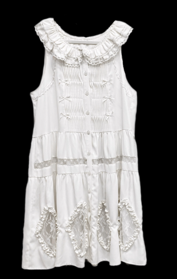 Little Dipper~Daily Lolita Hollowed-out Apron Dress Multicolors S creamy white( sleeveless) 