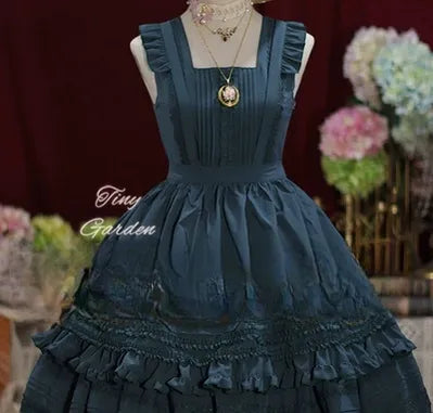 Tiny Garden~Nocturne Reminiscence~Elegant Lolita JSK Dress Multi-Wear Apron Dress Set S Peacock blue apron 