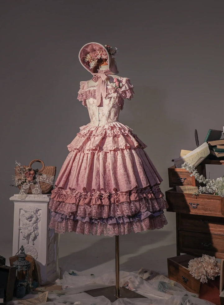 ZJstory~14-line Poem Set~Classic Lolita Separate Dress Set Tiered Ruffles Skirt (L M S XL) 40728:674086