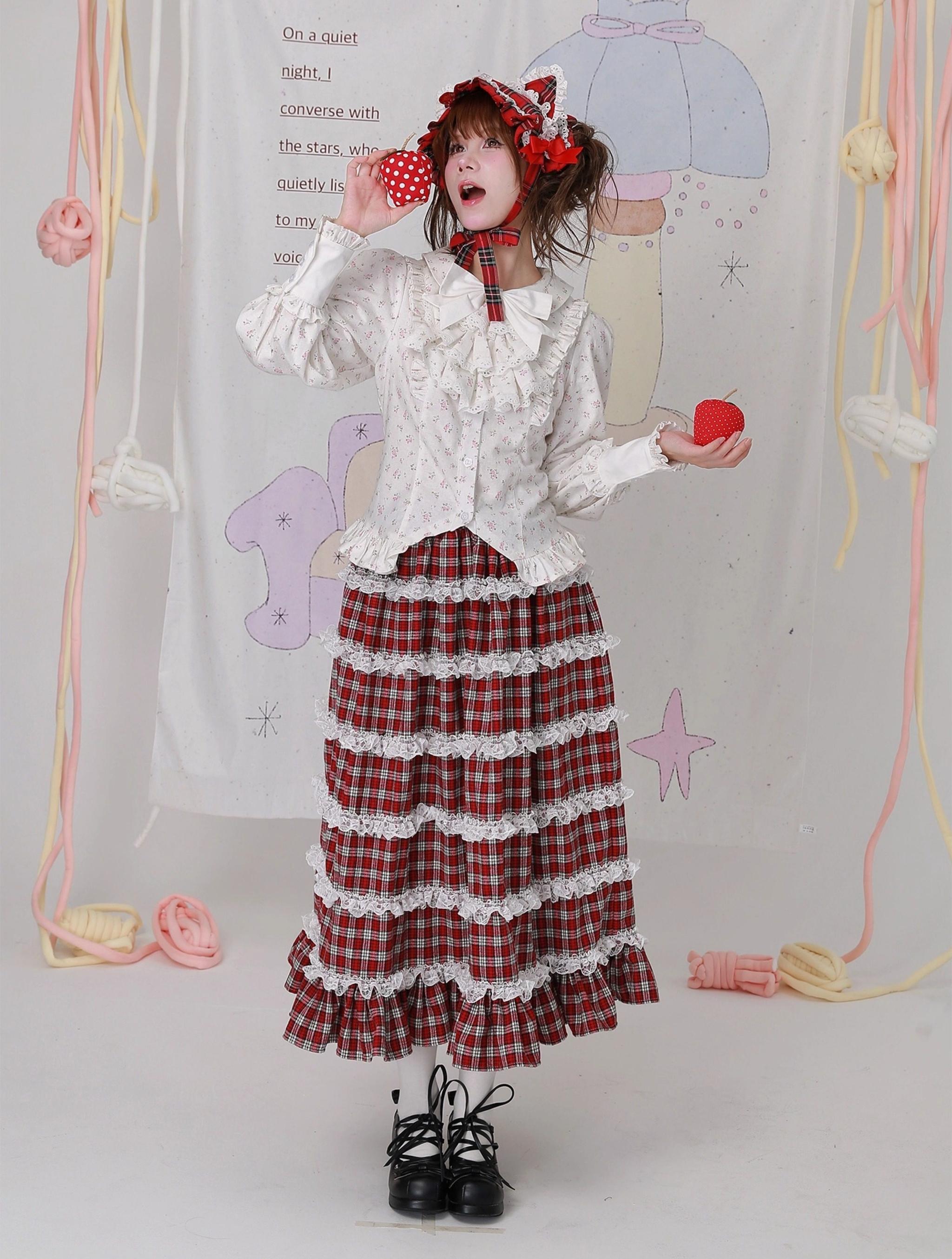 Old School Lolita Cotton Shirt, Floral Print 44517:812222