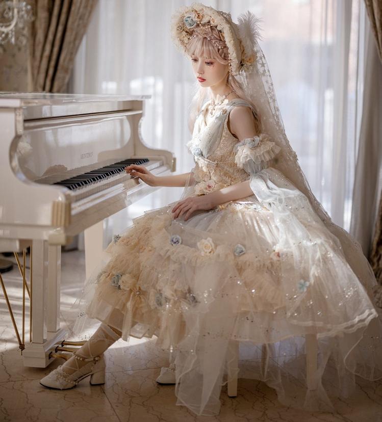 (BFM)Cat Fairy~Flower Spirit~Elegant Lolita JSK Dress Summer Wedding Lolita JSK   