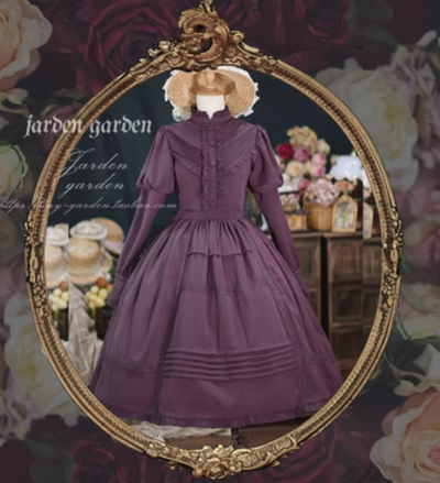 Tiny Garden~The Black Forest~Classic Lolita Stand Collar Dress OP dark perple S 