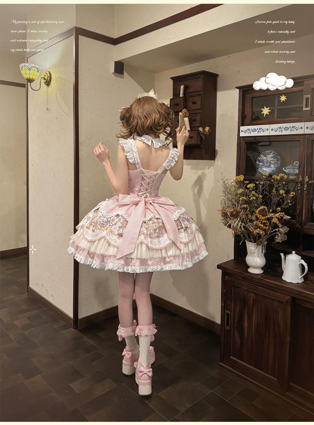 Sunset Ferris Wheel - Sweet Lolita JSK Dress Set, Amusement Park Print 46036:873087