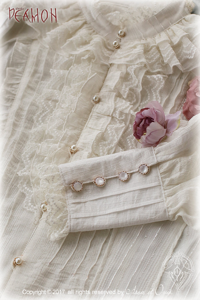 Little Devil - Ouji Lolita Long Sleeve Shirt, Ruffled Lace (2XL L M S XL XS) 44653:817396