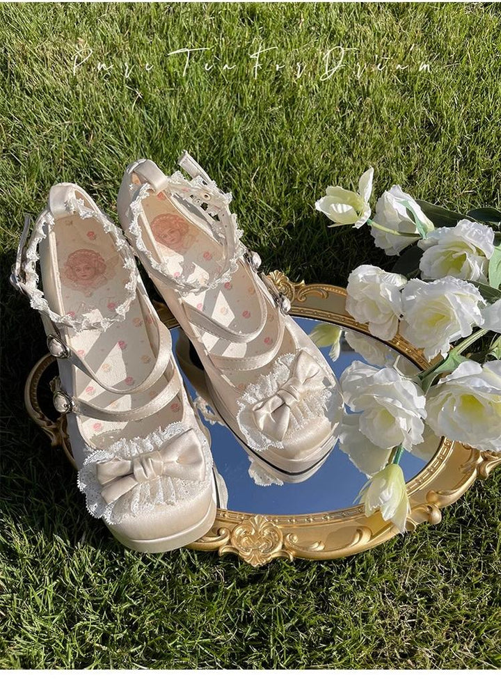 Pure Tea For Dream~Maiden Fairy Tale~Sweet Lolita Lace Shoes Thick Heel Platform Shoes 42089:729335