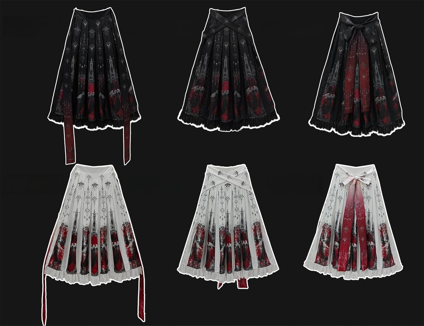 Luoluan Lolita - Fallen Angel - Printed Gothic Lolita Skirt Outfit
