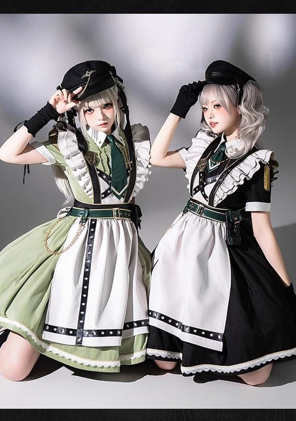 Forest Fluorescent Carps~Girl's Weapon~Military-Inspired Maid Lolita OP Suit